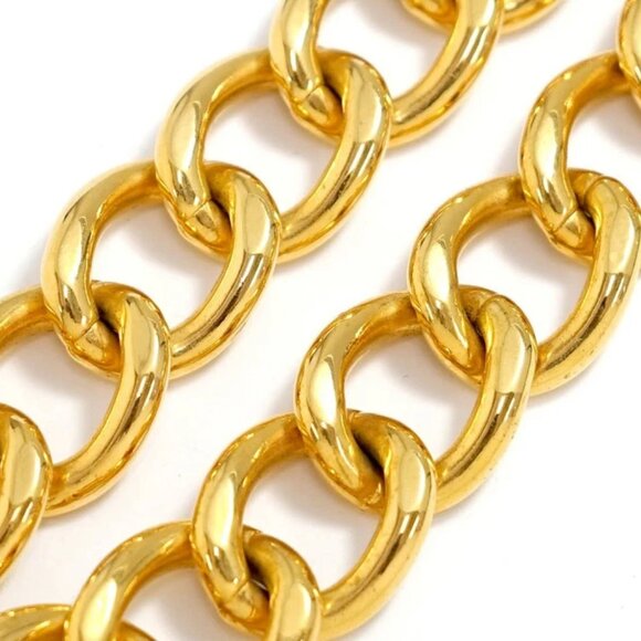 CHANEL CC Logos Turnlock Thick Chain Necklace 16" Gold Tone 96P Auth #791-36 - Picture 8 of 8